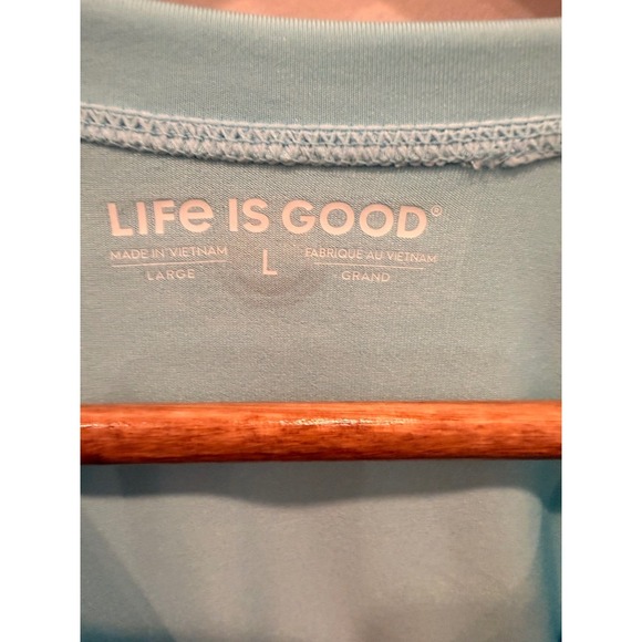 Life is Good Sun Shirt Women's L UPF Long Sleeve Palm Tree Graphic Blue - Picture 2 of 3